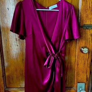 Satin Midi Wrap Dress